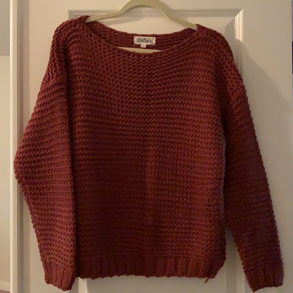 Chunky knit sweater.
